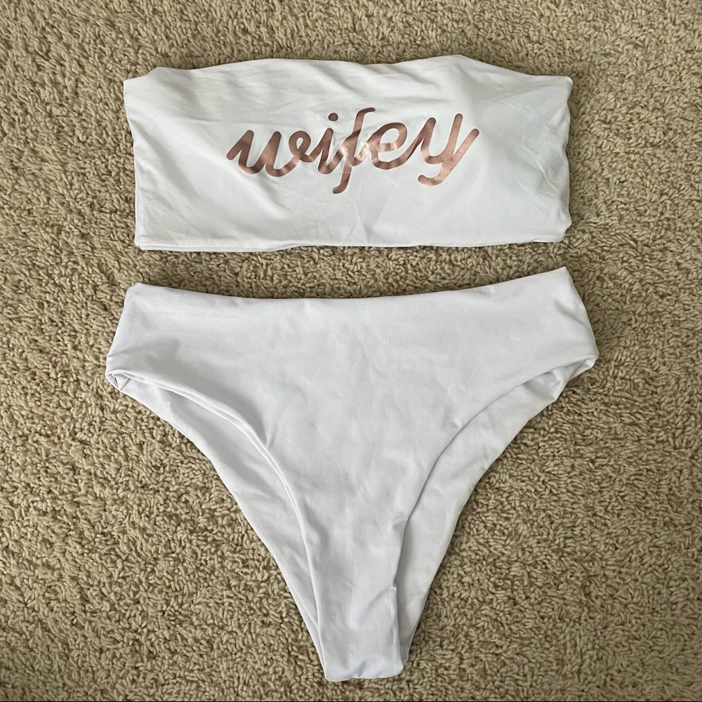 White Wifey Bikini — Great for Bachelorette or Honeymoon